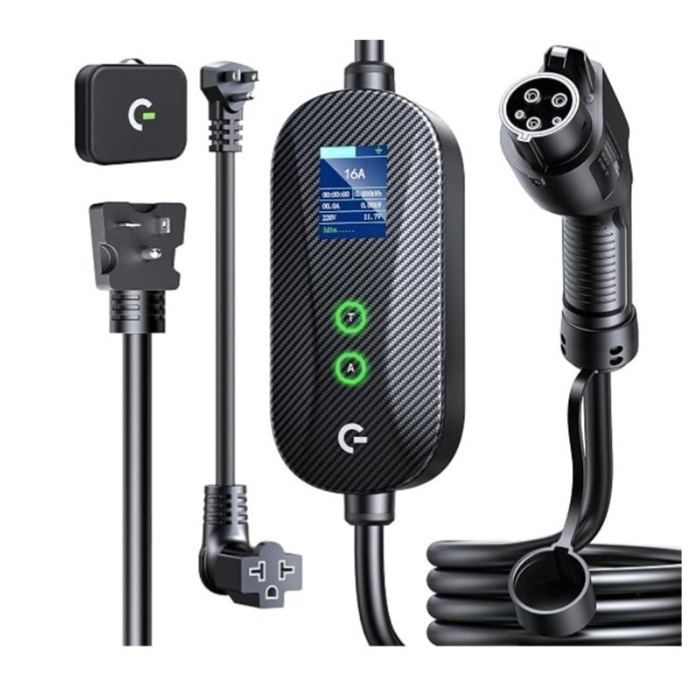 Grasside Level 1&2 Portable EV Charger, 8-16A Adjustable Current/Timer/Smart